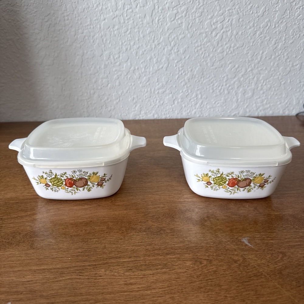 Vintage Corning Ware le Persil Spice of Life-P43B Casserole Dish W/lids Set Of 2
